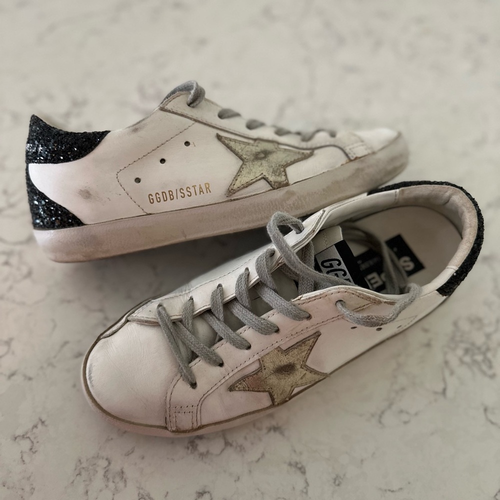 Golden Goose Superstar Sneakers in White and Black